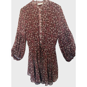 Impeccable Pig Ditzy Floral Cottagecore Sheer Dress Size M‎ Ruffle Peasant Boho